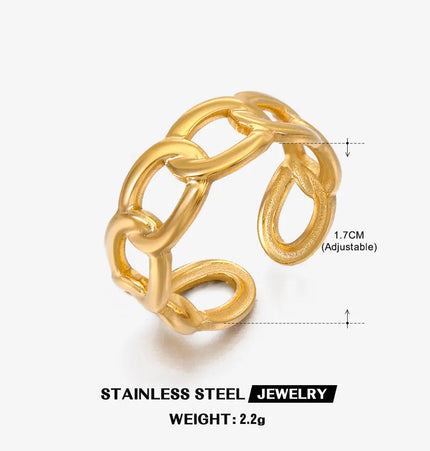 Gold Chain Adjustable Ring in Stainless Steel null