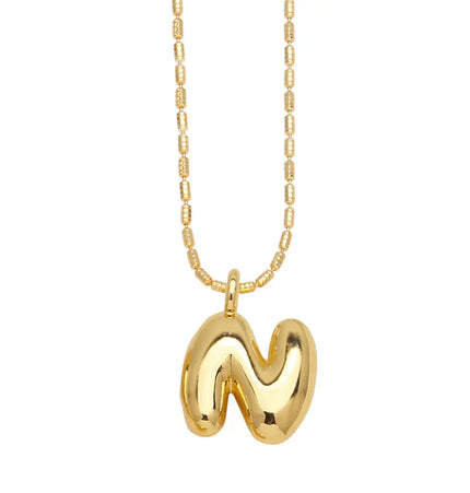 Gold Initial Letter Necklace – 26 Alphabet Pendant null