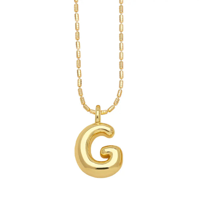 Gold Initial Letter Necklace – 26 Alphabet Pendant null