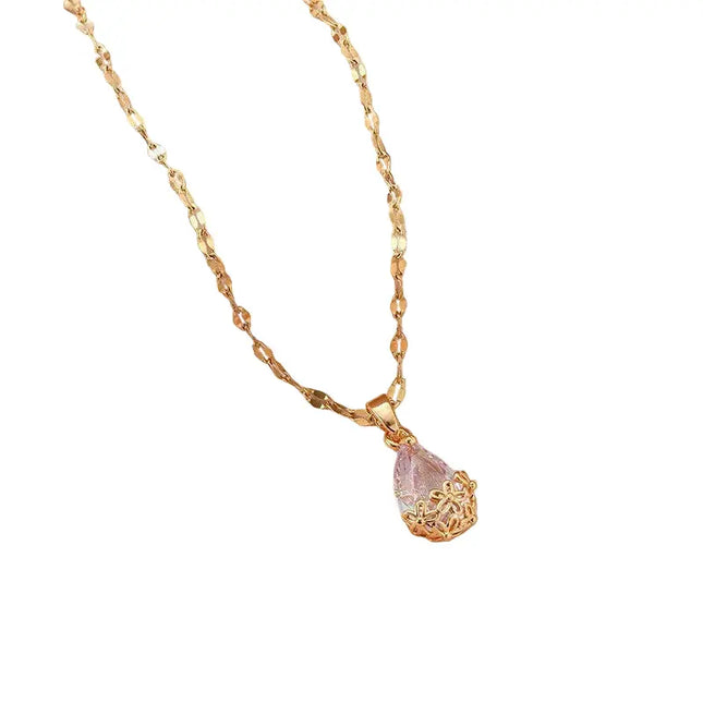 Gold Luxurious Diamond-studded Titanium Steel Necklace Women's Fashion Jewelry Europe Wholesale