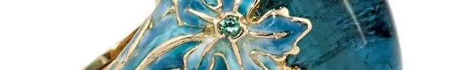 Blue Flower Alloy Ring | Inlaid Floral Statement Ring for Women Wholesale null