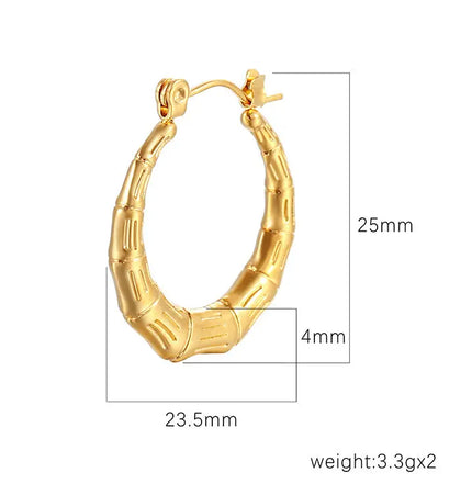 Bamboo Section Stainless Steel Hoop Earrings null