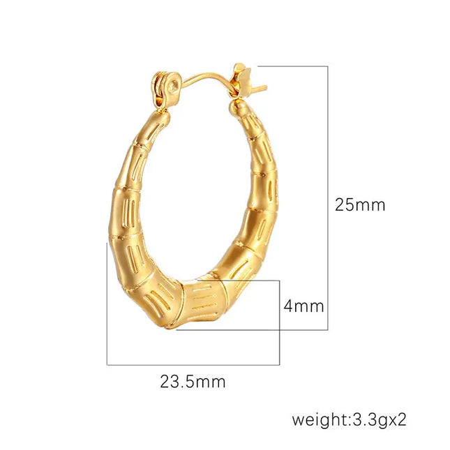 Bamboo Section Stainless Steel Hoop Earrings null