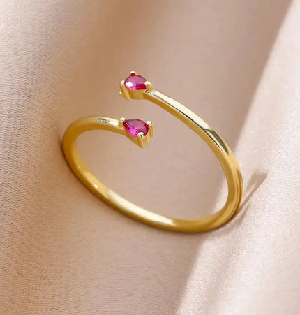 Mild Luxury Retro 18K Gold Plated Emerald Love Ring null