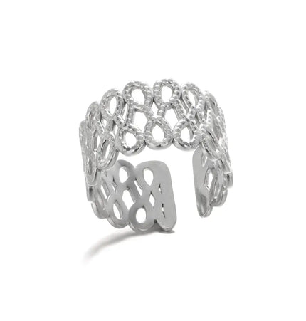 Stainless Steel Geometric Hollow Adjustable Ring null