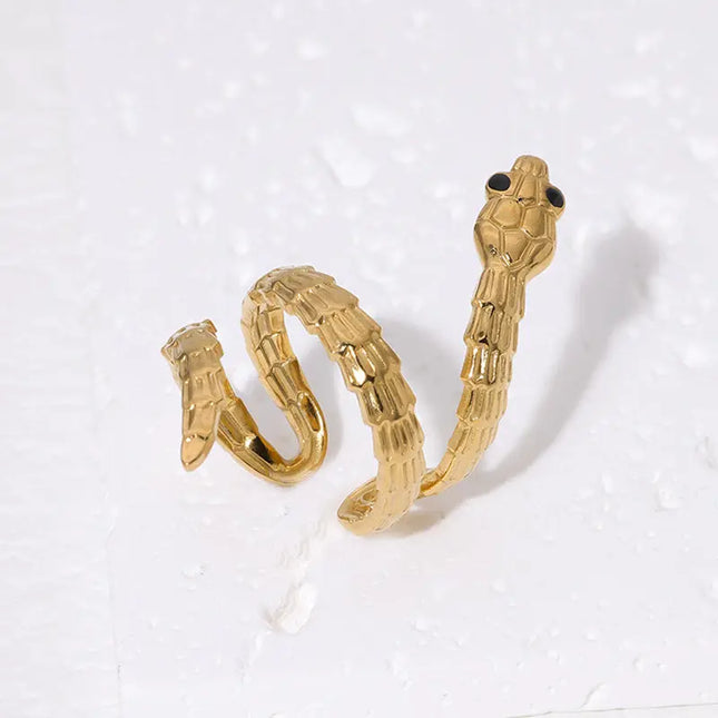 Snake Stainless Steel Adjustable Ring – French Texture Design null