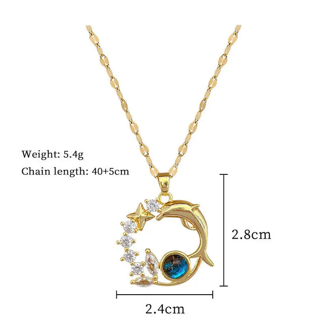 Titanium Steel Dolphin Starry Sky Light Luxury Necklace null