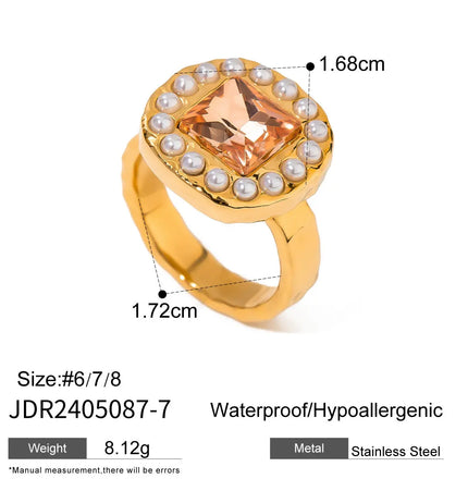 Pearl Statement Ring – Gold Plated Stainless Steel null