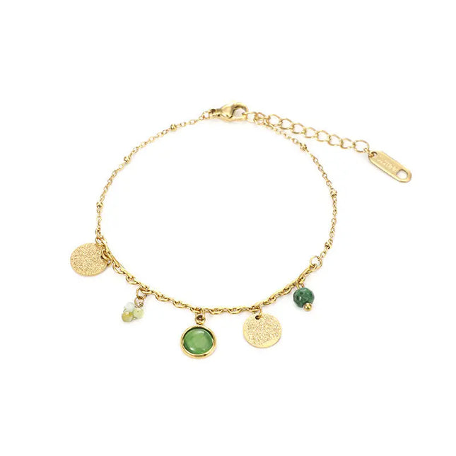 Vintage Natural Stone Bracelet Fashion 18K Gold Plated null