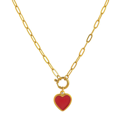 Heart Pendant Necklace – 18K Gold Plated Titanium Steel null