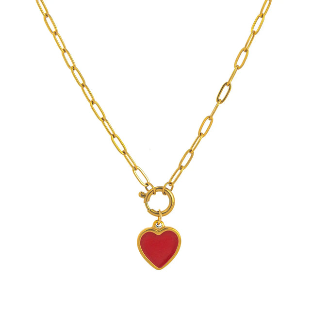 Heart Pendant Necklace – 18K Gold Plated Titanium Steel null