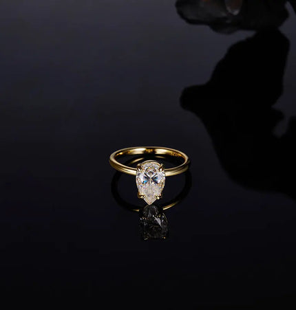 Pear Cut Moissanite Ring in 925 Sterling Silver null
