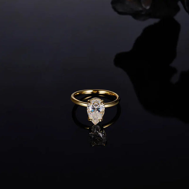 Pear Cut Moissanite Ring in 925 Sterling Silver null