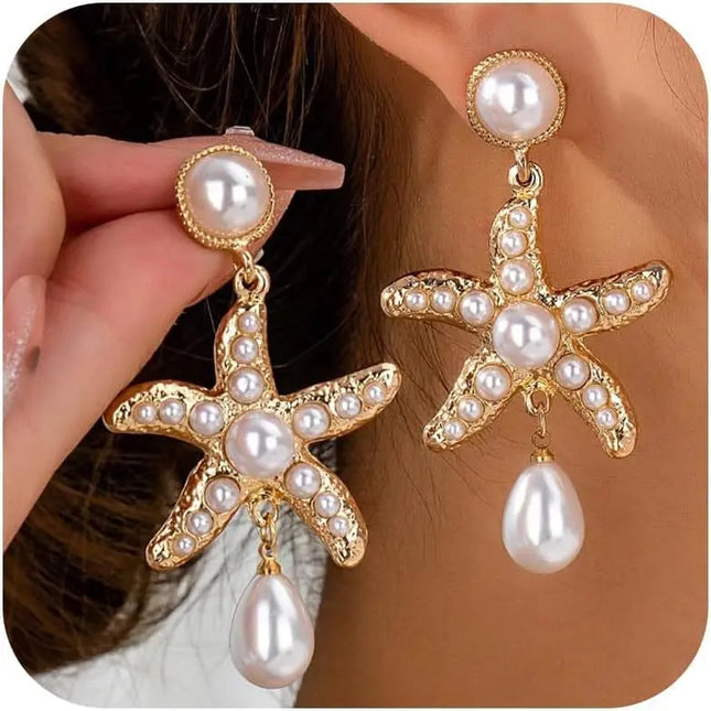 Luxury Starfish Pearl Earrings for Women | Wholesale Metal Jewelry null