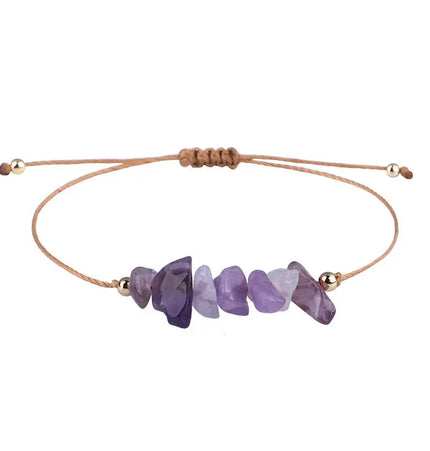 Irregular Raw Stone Woven Wax Line Bracelet null