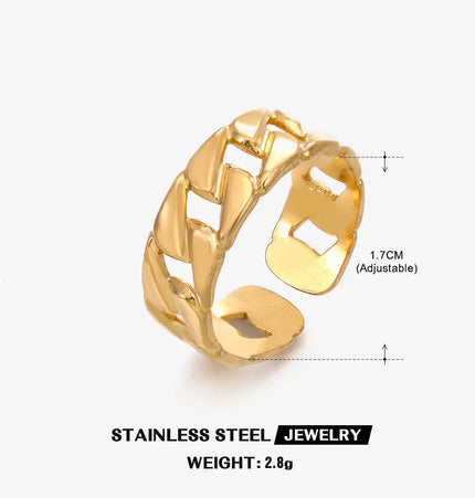 Gold Chain Adjustable Ring in Stainless Steel null