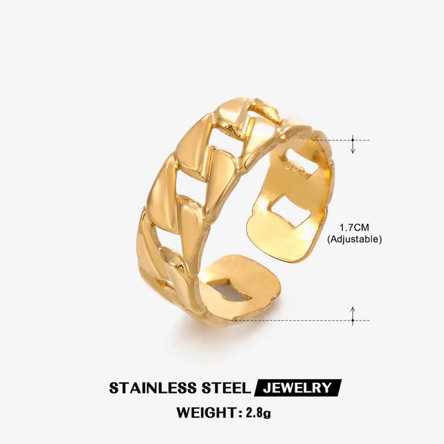Gold Chain Adjustable Ring in Stainless Steel null