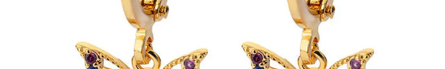 Stainless Steel Butterfly Ear Clip Earrings | Waterproof Gold Clip Earrings Wholesale null