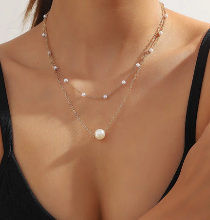 Layered Clavicle Necklace in Gold Finish null