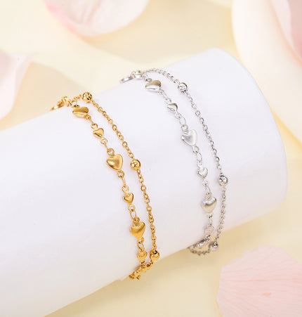 18K Gold-Plated Stainless Steel Heart Bracelet