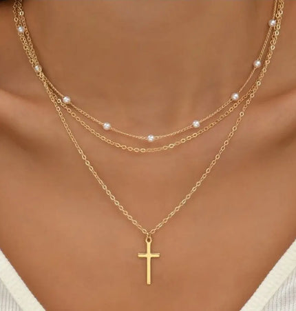 Layered Clavicle Necklace in Gold Finish null