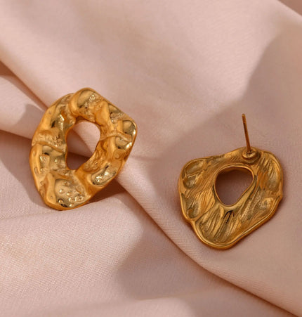 Irregular Textured Stainless Steel Stud Earrings null