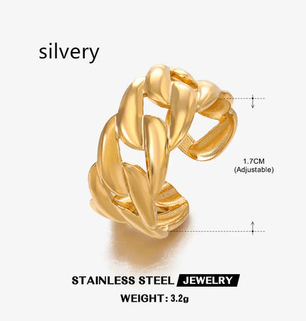 Gold Chain Adjustable Ring in Stainless Steel null
