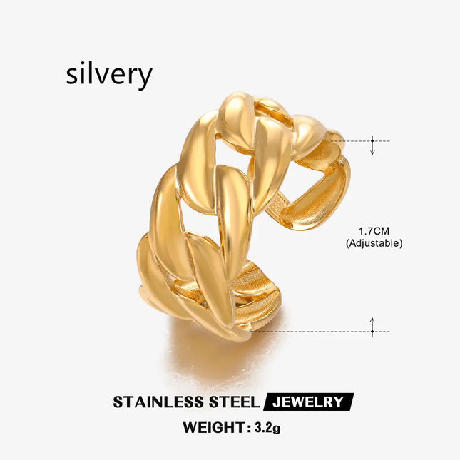 Gold Chain Adjustable Ring in Stainless Steel null