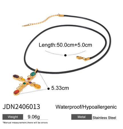 Stainless Steel Red Agate Cross Necklace null