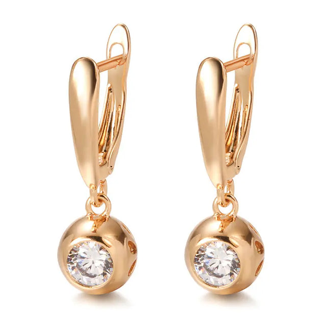Rose Gold Zircon Ball Drop Earrings null