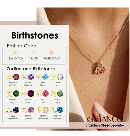 Constellation Zircon Birthstone Necklace – Stainless Steel null