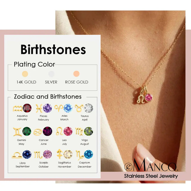 Constellation Zircon Birthstone Necklace – Stainless Steel null