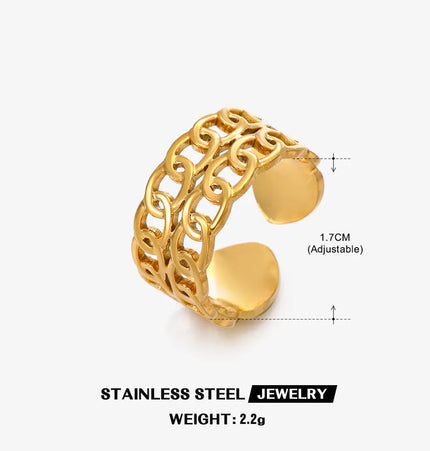 Gold Chain Adjustable Ring in Stainless Steel null