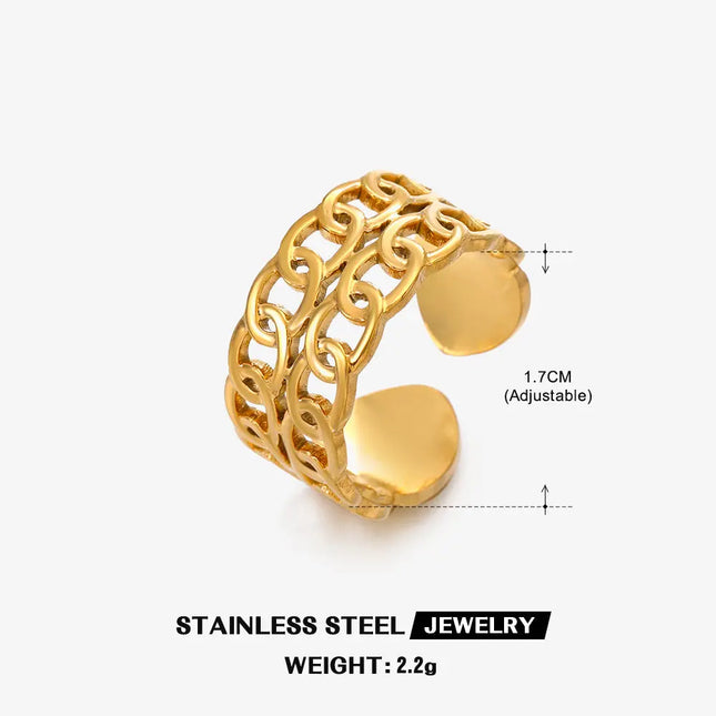 Gold Chain Adjustable Ring in Stainless Steel null