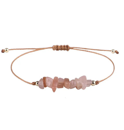 Irregular Raw Stone Woven Wax Line Bracelet null