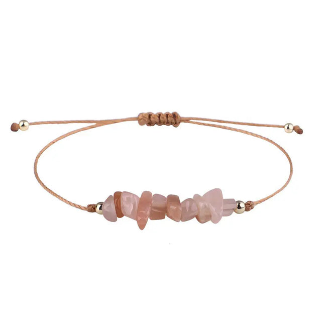 Irregular Raw Stone Woven Wax Line Bracelet null