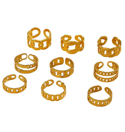 Gold Chain Adjustable Ring in Stainless Steel null