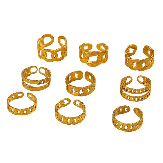 Gold Chain Adjustable Ring in Stainless Steel null