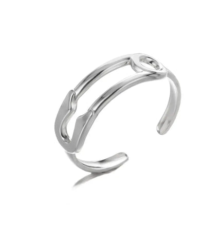 Stainless Steel Geometric Hollow Adjustable Ring null