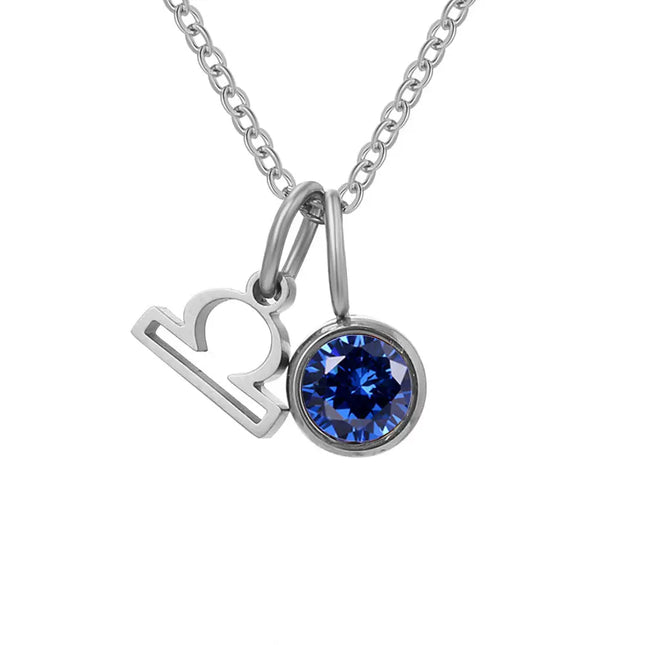 Constellation Zircon Birthstone Necklace – Stainless Steel null