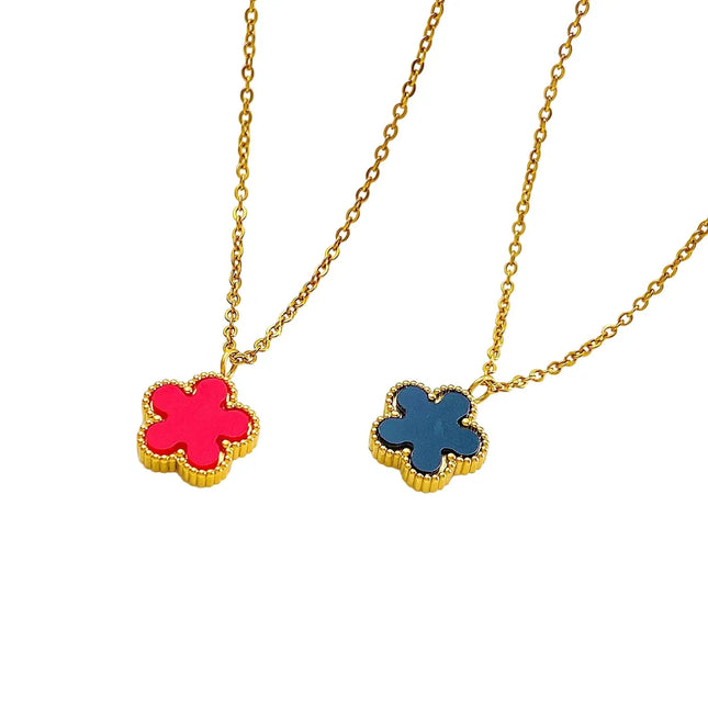 Minimal Flower Necklace in Titanium Steel null