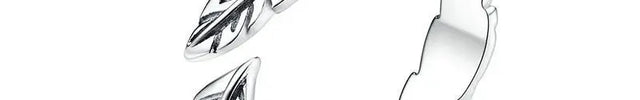 925 Sterling Silver Feather Adjustable Ring null