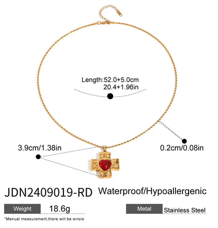 Stainless Steel Red Agate Cross Necklace null