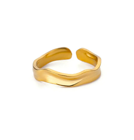 Stainless Steel Pearl Open Ring | Waterproof Hollow Geometry Ring Wholesale null