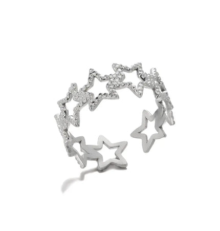 Stainless Steel Geometric Hollow Adjustable Ring null