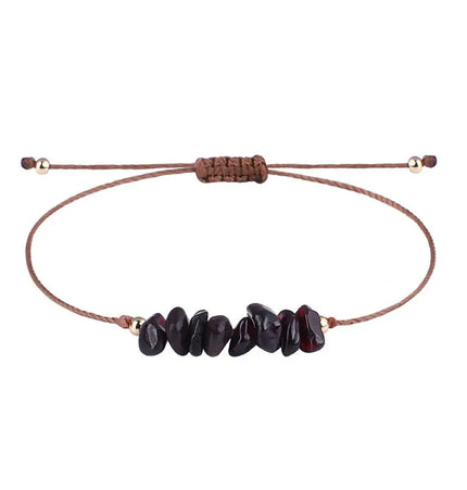 Irregular Raw Stone Woven Wax Line Bracelet null