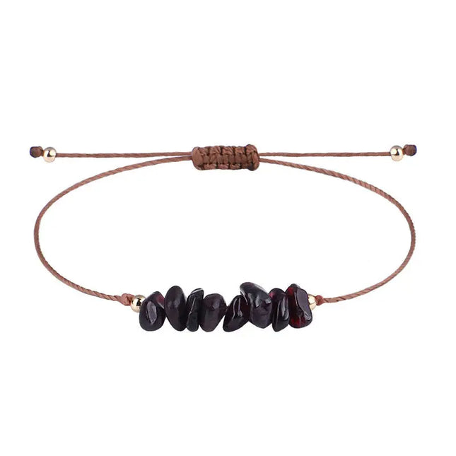 Irregular Raw Stone Woven Wax Line Bracelet null