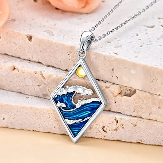 Geometric Ocean Wave Pendant Necklace | Minimalist Wholesale Jewelry null
