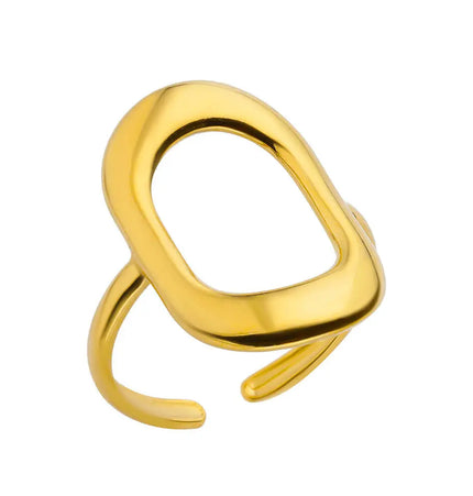 Stainless Steel Pearl Open Ring | Waterproof Hollow Geometry Ring Wholesale null