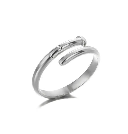 Stainless Steel Geometric Hollow Adjustable Ring null